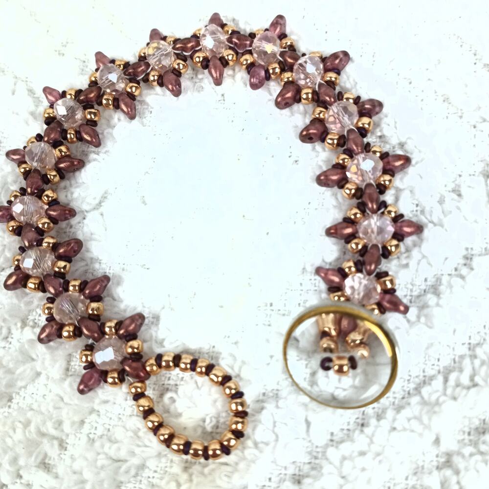 HANDMADE - Rose Gold Star Crossed Bracelet  6 3/4''